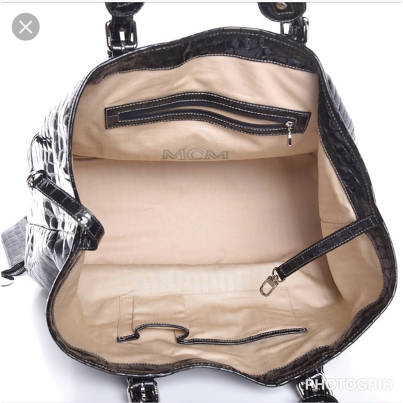 No LONGER Available. MCM Crocodile Embossed Patent Calfskin Tote. - Picture 6 of 8